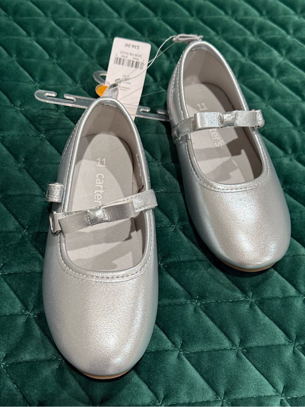 Carter's Silver Bow Mary Jane Girls' Dress Shoes